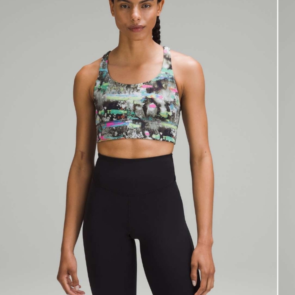 Lululemon Energy Longline Bra Medium Support In Paint Drift Multi size 4